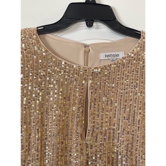 NWT kensie Women's Sequin Mesh Blouson Sleeve Dress Size 6 - Picture 7 of 13